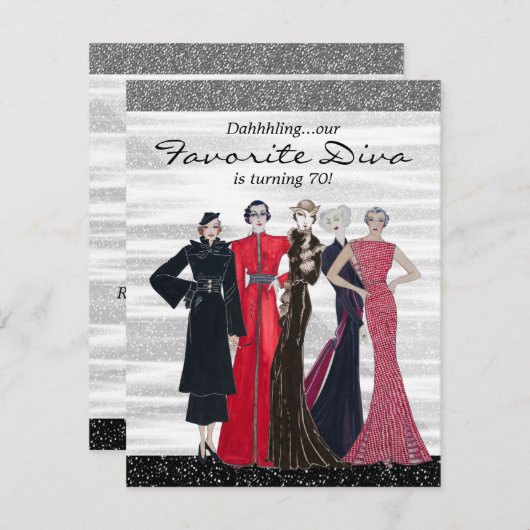  Diva verjaardagsfeestje Kaart (Voorkant / Achterkant)