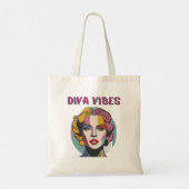 Diva vibes, vrouwengezicht, moderne pastelkleuren tote bag (Achterkant)