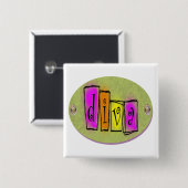 Diva Vierkante Button 5,1 Cm (Voorkant /achterkant)