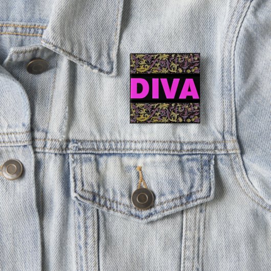 Diva Vierkante Button 5,1 Cm (In situ)