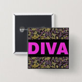 Diva Vierkante Button 5,1 Cm (Voorkant /achterkant)
