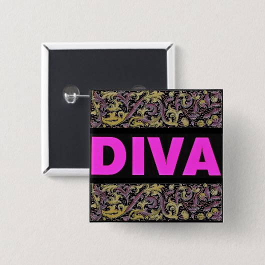 Diva Vierkante Button 5,1 Cm (Voorkant /achterkant)