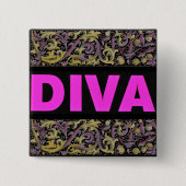 Diva Vierkante Button 5,1 Cm (Voorkant)