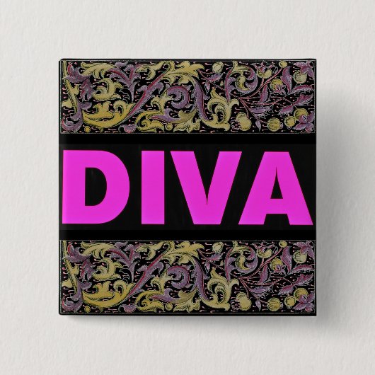 Diva Vierkante Button 5,1 Cm (Voorkant)