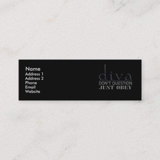 Diva: Vraag het niet Mini Visitekaartje (Voorkant)