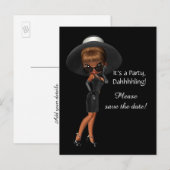 Diva vrouw save the date aankondigingskaart (Voorkant / Achterkant)