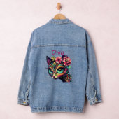 Diva Whimsical Big-Eye Cat Kat Bloemen Denim Jacket (Hangar)