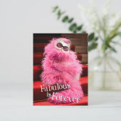Diva White Cat Wrapped in Pink Boa on Red Carpet Briefkaart (Staand voorkant)