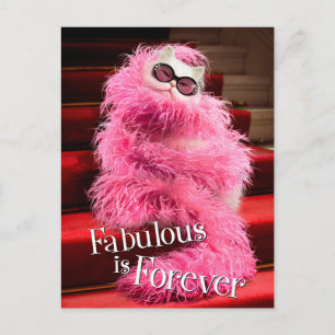 Diva White Cat Wrapped in Pink Boa on Red Carpet Briefkaart