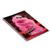 Diva White Cat Wrapped in Pink Boa on Red Carpet Notitieboek (Rechterzijde)