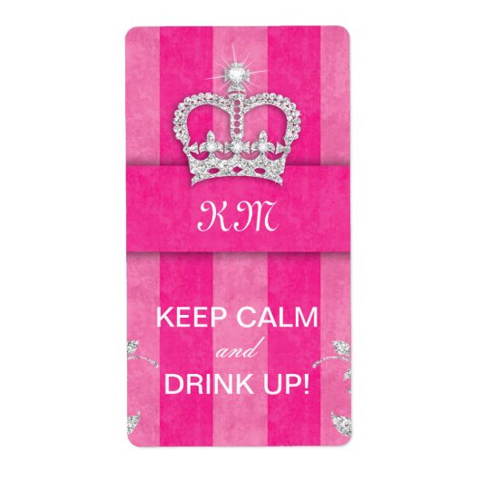 Diva Wijnlabel Crown Pink Stripes Etiket (Voorkant)