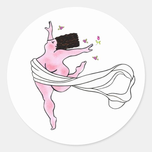 "Diva with Curves" Klassieke ronde Sticker (Voorkant)