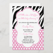 Diva Zebra Pink Girl Birthday Kaart (Voorkant / Achterkant)