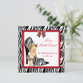 Diva Zebra Princess Girl Baby shower Blonde Kaart (Staand voorkant)