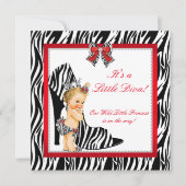 Diva Zebra Princess Girl Baby shower Blonde Kaart (Voorkant)
