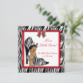 Diva Zebra Princess Girl Baby shower Ethnic Kaart (Staand voorkant)