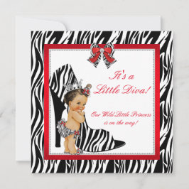 Diva Zebra Prinses Meisje Baby Shower Bruin Kaart