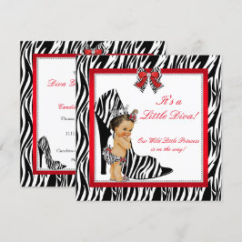 Diva Zebra Prinses Meisje Baby Shower Bruin Kaart