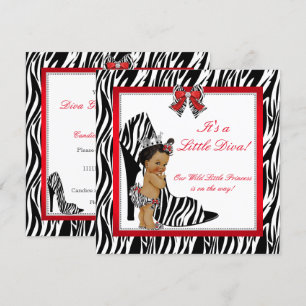 Diva Zebra Prinses Meisje Baby Shower Etnisch Kaart