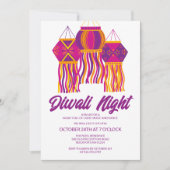 Divali Party Paars roze lantern Kaart (Voorkant)