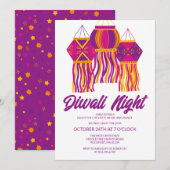 Divali Party Paars roze lantern Kaart (Voorkant / Achterkant)