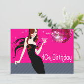 Divalicious Cocktails 40th Birthday Party Kaart (Staand voorkant)