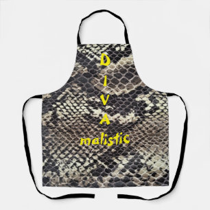 DIVAmalistisch donkerbruine snakeskin-printplaat Schort