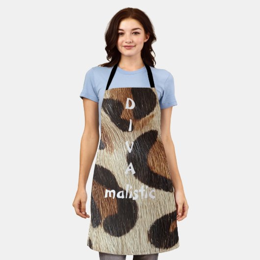 DIVAmalistisch luipaard afdrukken All-over Apron Schort (Gedragen)