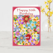 Diva's Flower Power 50ste verjaardag Kaart (Gele Bloem)