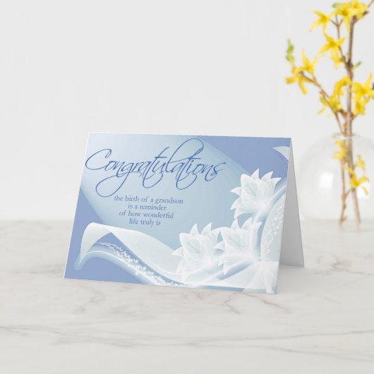 Diva's Gefeliciteerd - Nieuwe kleinzoon Wenskaart Kaart (Gele Bloem)