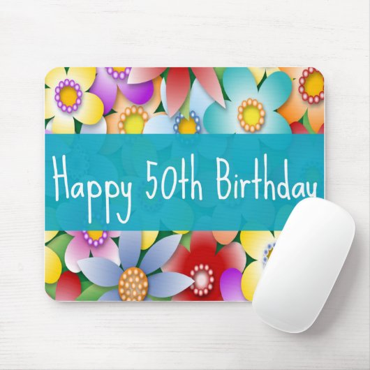 Diva's Happy 50th Birthday Mousepad Muismat (Met muis)