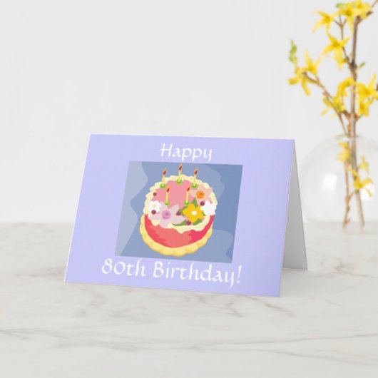 Diva's Happy 80th Birthday Kaart (Gele Bloem)