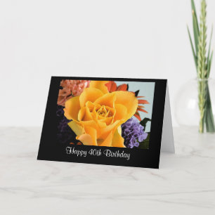 Diva's Yellow Rose 40th Birthday Card for her Kaart