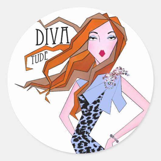 "DIVAtude" Ronde Sticker (Voorkant)