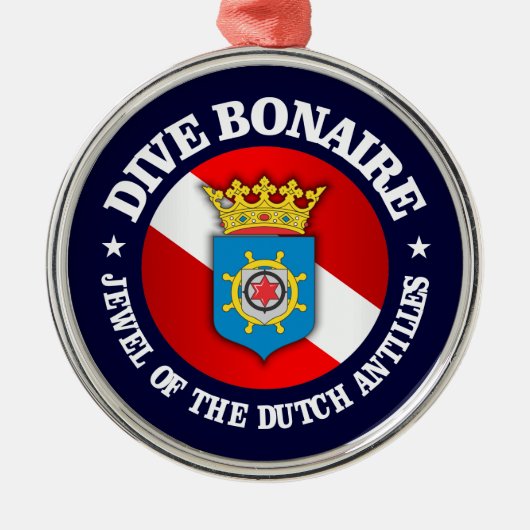 Dive Bonaire (rd) Metalen Ornament (Voorkant)
