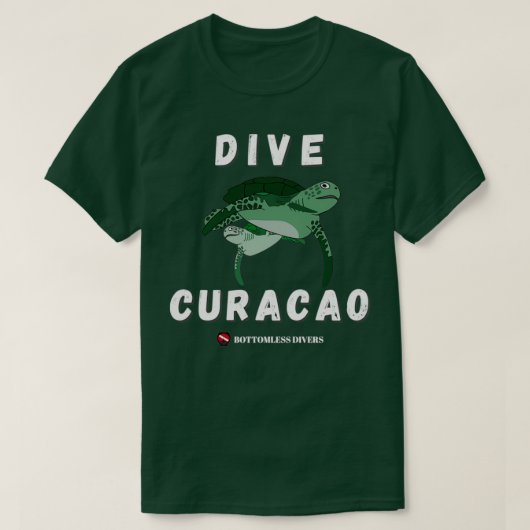 Dive Curacao Turtles met White Font T-shirt (Design voorkant)