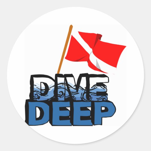 Dive Deep SCUBA Ronde Sticker (Voorkant)