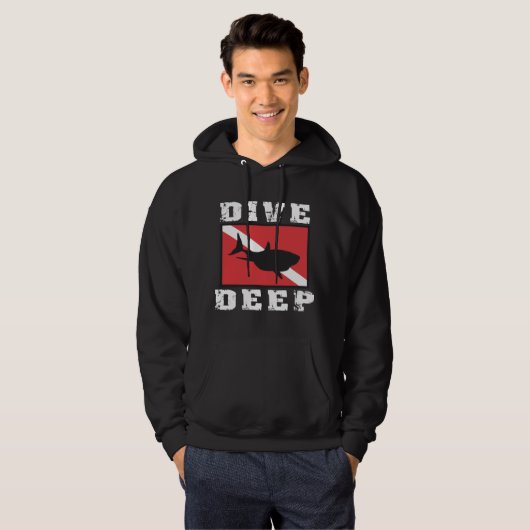 Dive Deep Shark SCUBA Vlag gebogen Sweatshirt (Voorkant volledig)