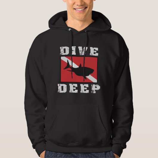 Dive Deep Shark SCUBA Vlag gebogen Sweatshirt (Voorkant)