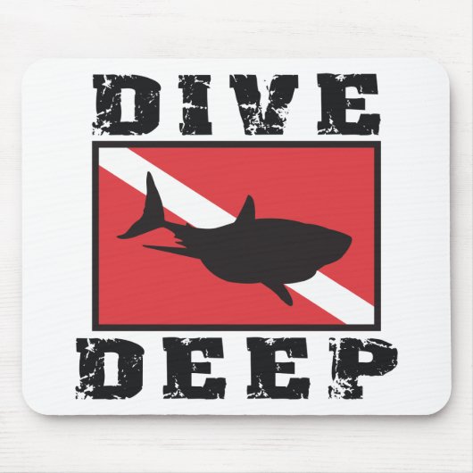 Dive Deep Shark SCUBA Vlag Muismat (Voorkant)