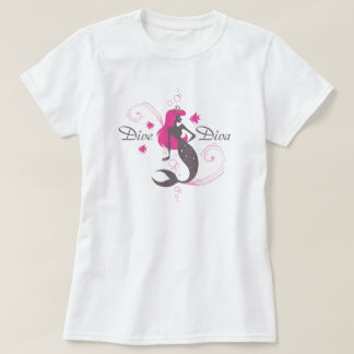 "Dive Diva" Roze Zeemeermin (T-shirt voor vrouwen, T-shirt