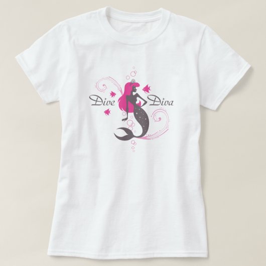 "Dive Diva" Roze Zeemeermin (T-shirt voor vrouwen, T-shirt (Design voorkant)