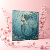 Dive Dream Rise Ocean Coral Reef Mermaid Inspiring Tegeltje