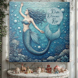 Dive Dream Rise Ocean Mermaid Swimmer Empowerment  Tegeltje