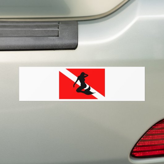 Dive Flag Mermaid Bumpersticker (Op auto)