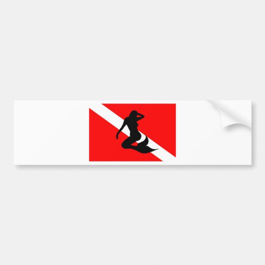 Dive Flag Mermaid Bumpersticker (Voorkant)