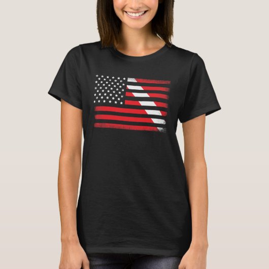Dive Flag Scuba Diving American Flag T-shirt (Voorkant)