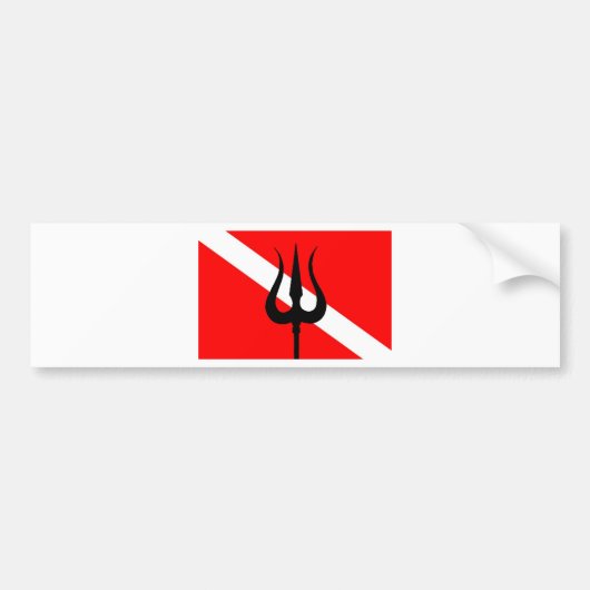 Dive Flag Trident Bumpersticker (Voorkant)