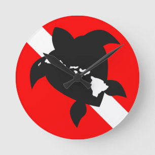 Dive Flag Turtle Ronde Klok