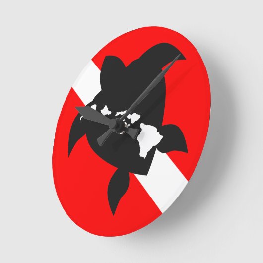 Dive Flag Turtle Ronde Klok (Hoek)